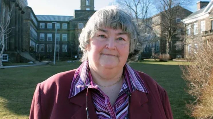 Jennifer Bankier stands in front of Dalhousie's campus.